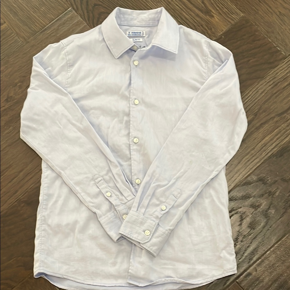 Mayoral Light Blue Pinstripe Casual Button Down Shirt